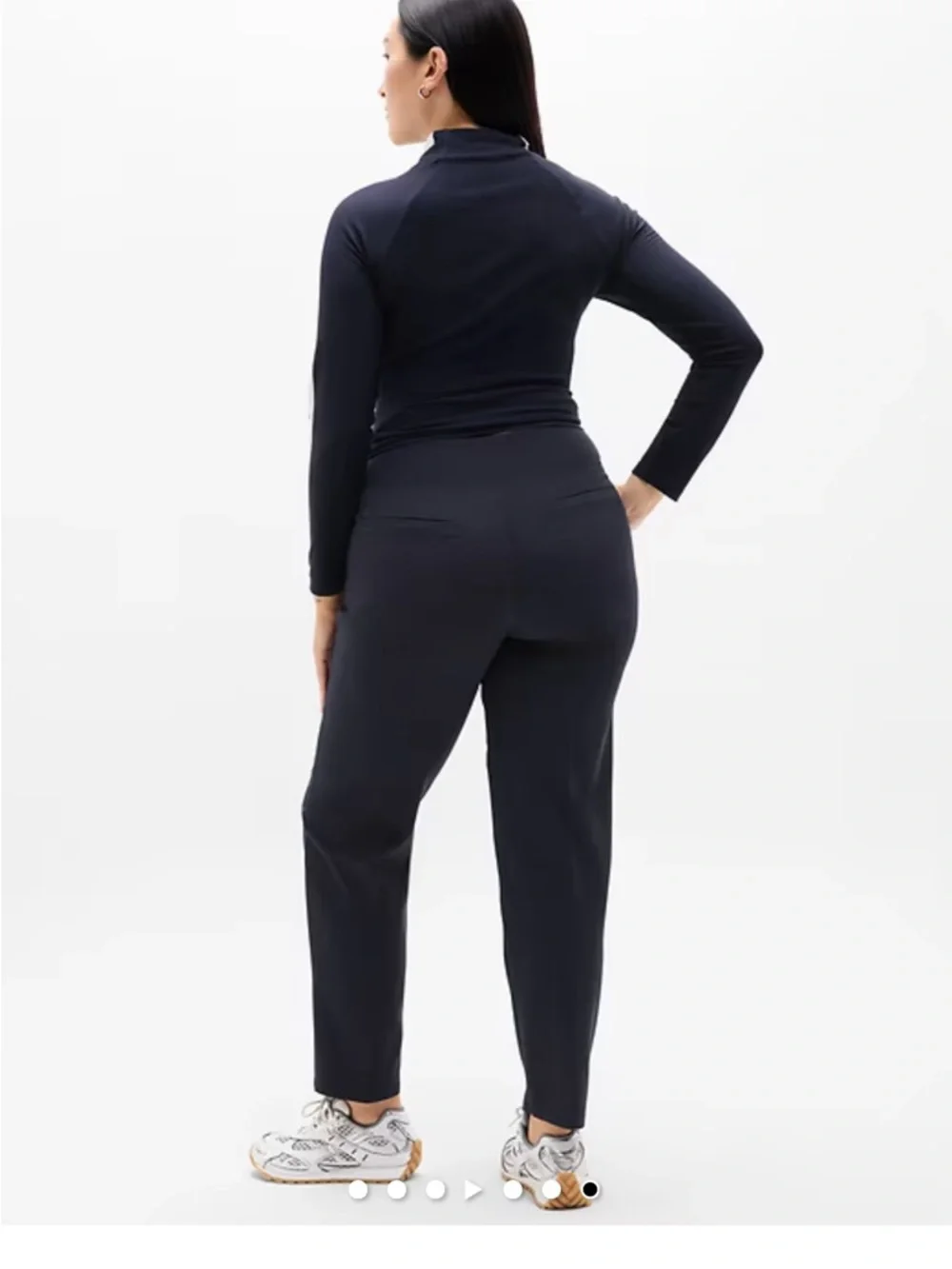 Women's Navy Stretch Ankle Pants - Classic Tailored Fit - Picture 4 of 9